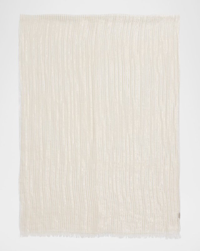 LIGHTWEIGHT LINEN HIGH SUMMER SCARF WITH STRIPES AND LUREX